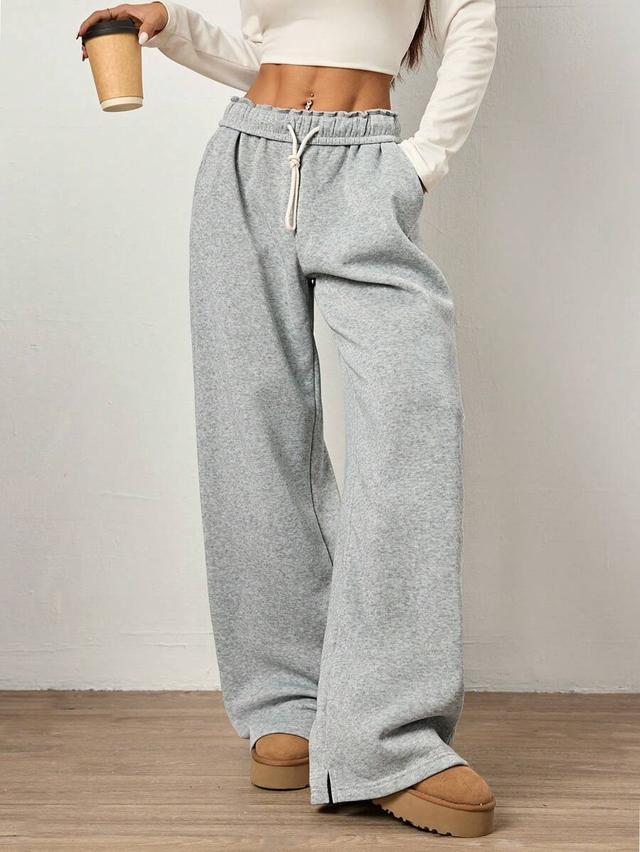 gray foldover waistband drawstring lounge sweatpants