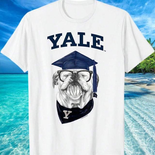 white yale university bulldog graduation graphic white t-shirt