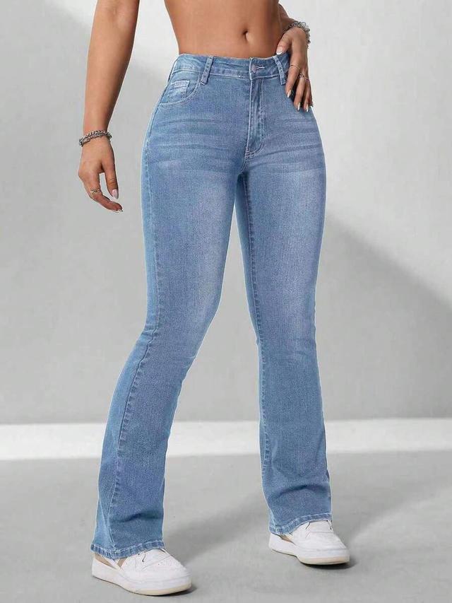 light wash high waisted flare denim jeans