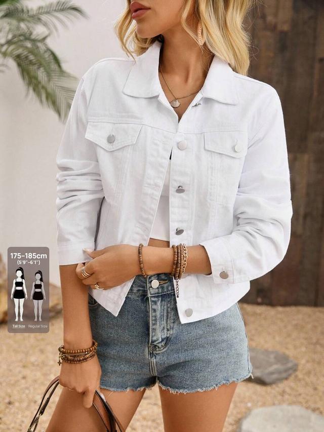 classic white denim button-up trucker jacket