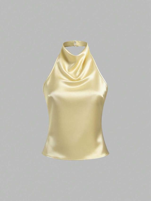 solid color fashion halter tie camisole