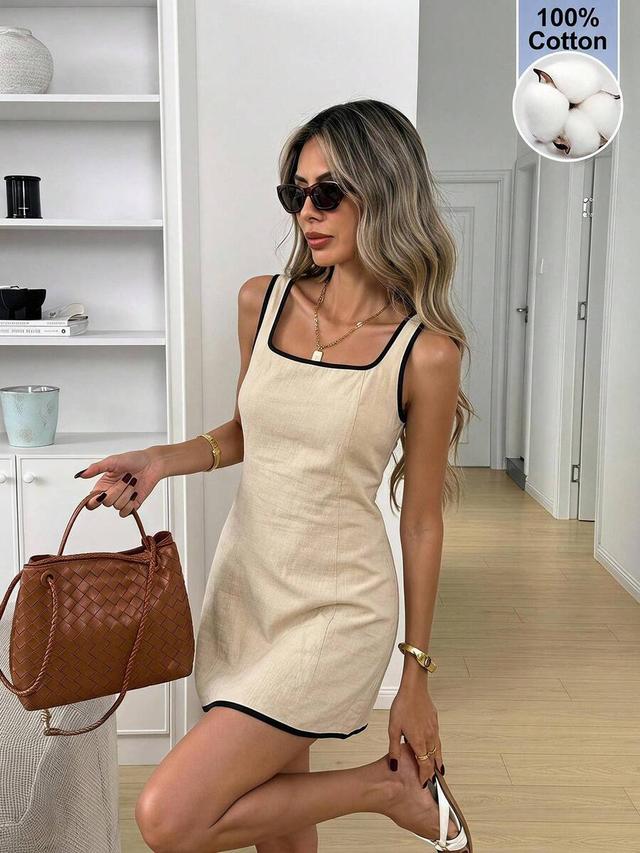 easowa women's summer casual french colorblock trim sleeveless dress