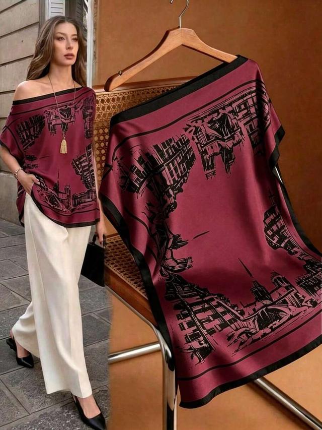maroon flora isola burgundy satin architectural print batwing blouse