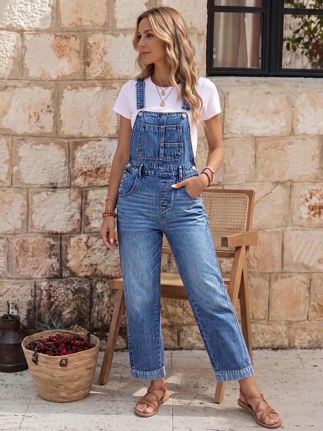 classic blue denim dungaree overalls