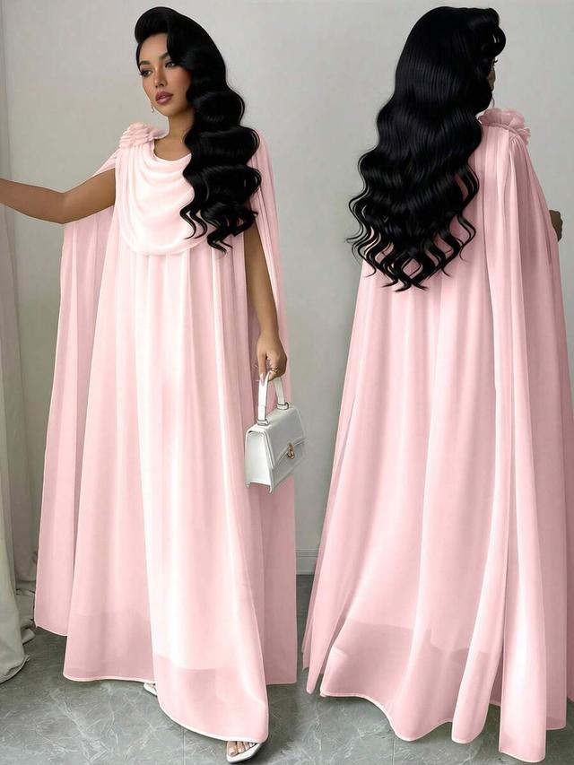 yasmyna elegant pink draping chiffon flowing hem dress