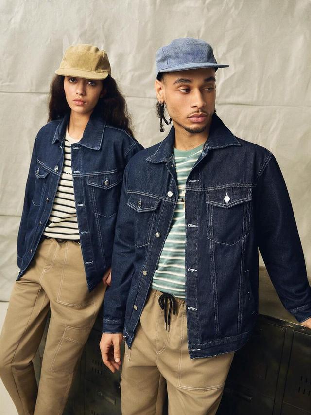 norleigh men's dark wash denim button front jacket