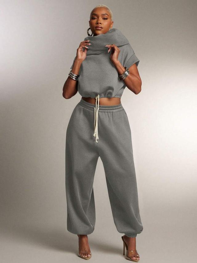 grey drop crotch baggy loungewear sweatpants