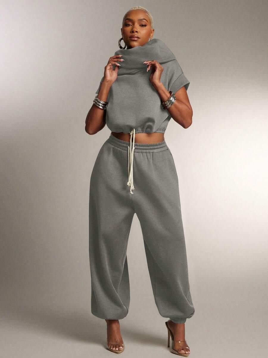grey drop crotch baggy loungewear sweatpants