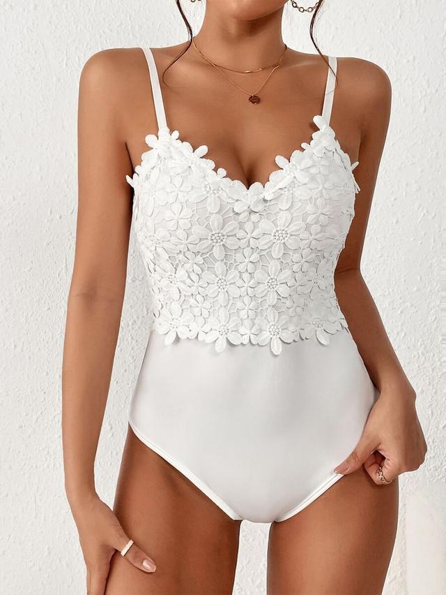 glamine charm elegant solid color lace patchwork bodysuit
