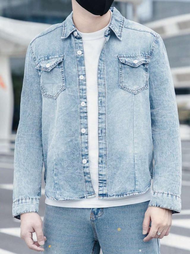 manfinity hypemode men flap pocket denim shirt