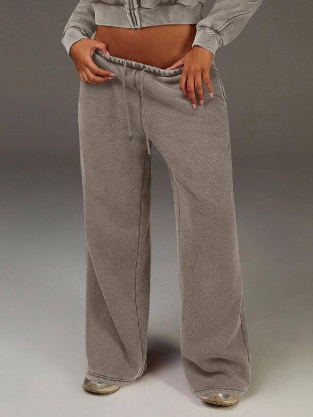 athîral women's drawstring waist pockets wide leg sweatpants