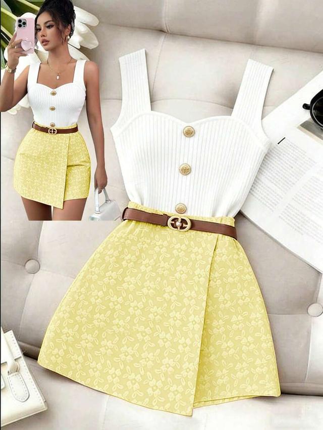 textured jacquard floral commuter skorts