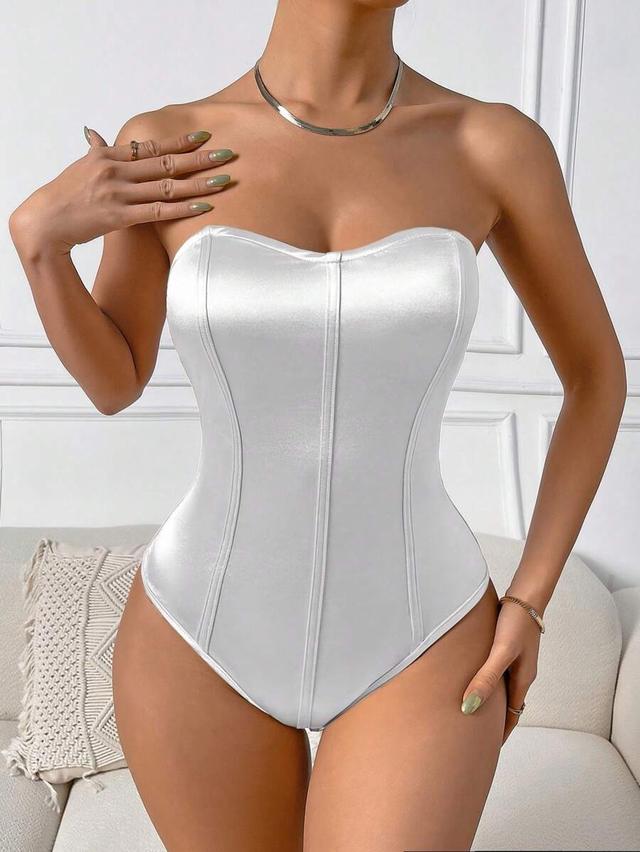 white solid tube corset style bodysuit