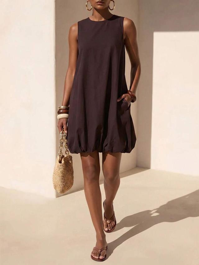 dark brown tulip hem cutout back mini dress