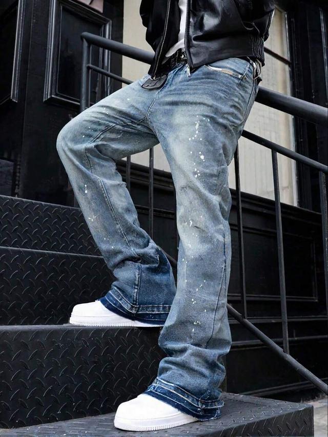 distressed washed slim fit denim jeans
