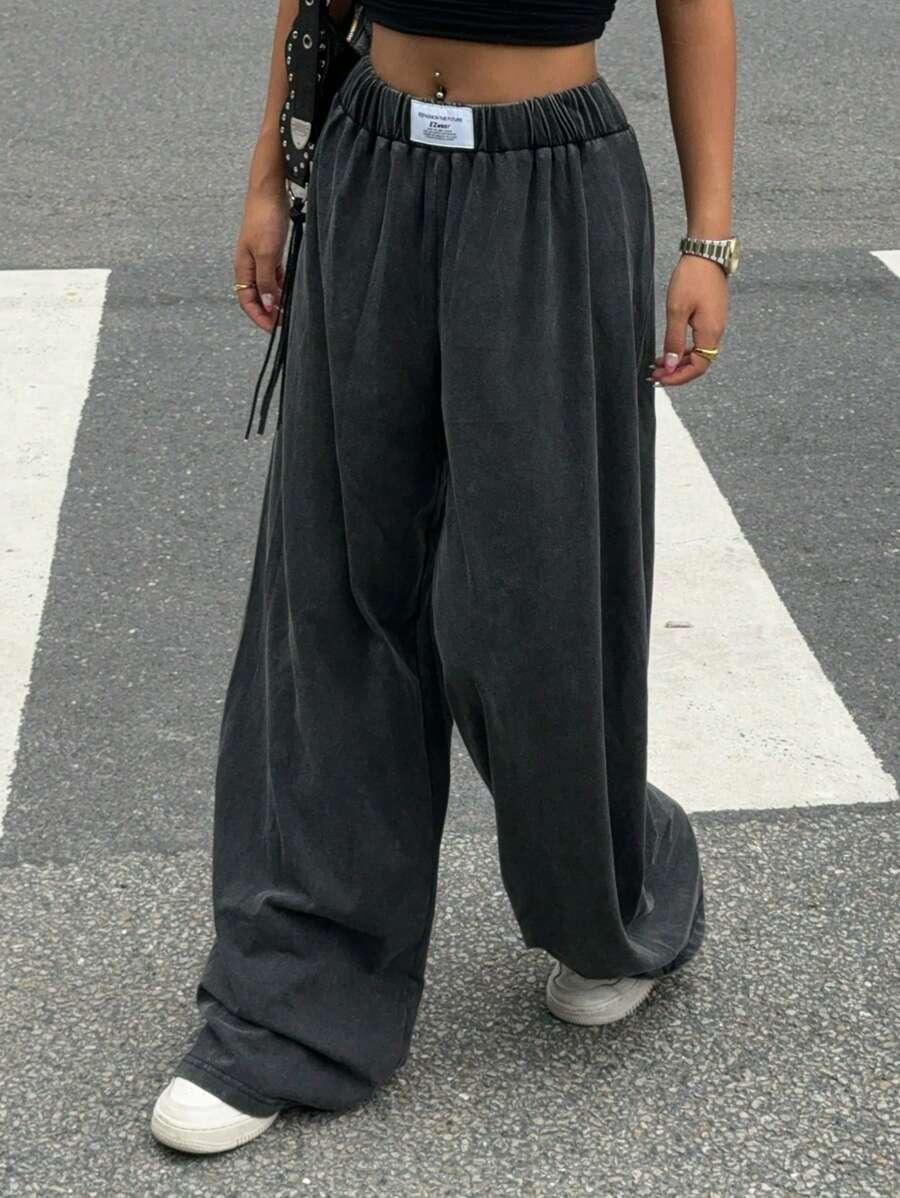 vintage faded acid-washed grey wide leg sweatpants