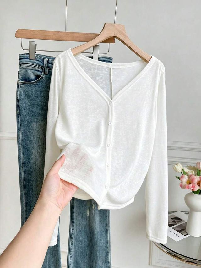 inawly casual versatile solid color long sleeve sun protection cardigan