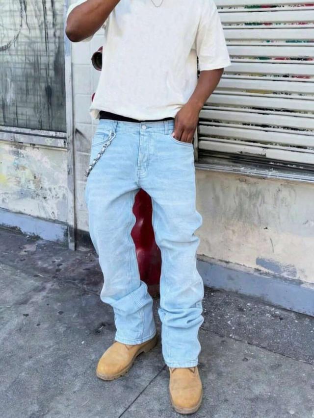 men's vintage washed stretch denim jeans