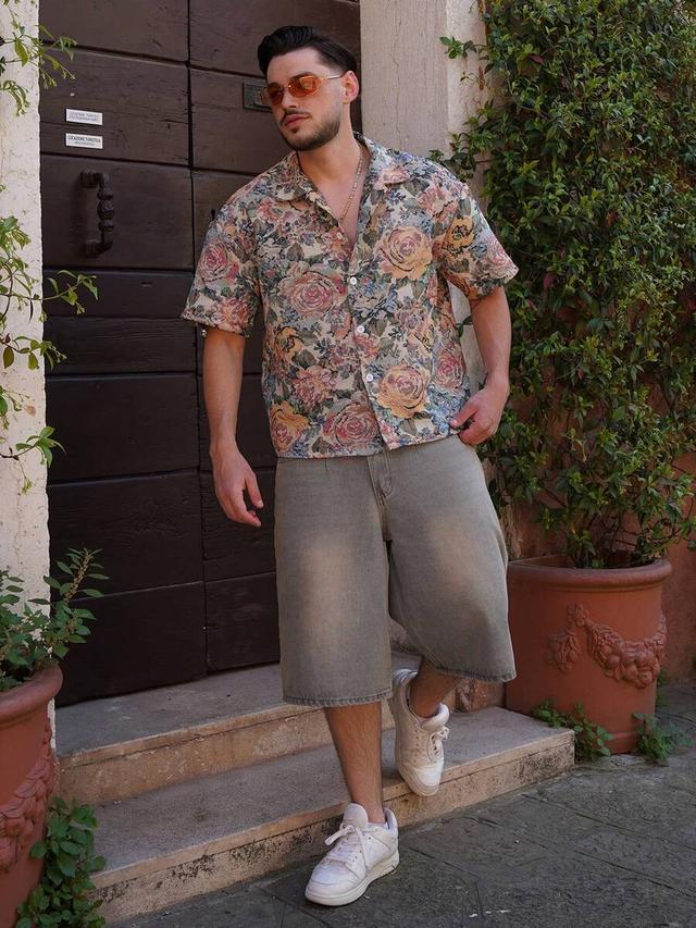 washed wide leg denim jorts