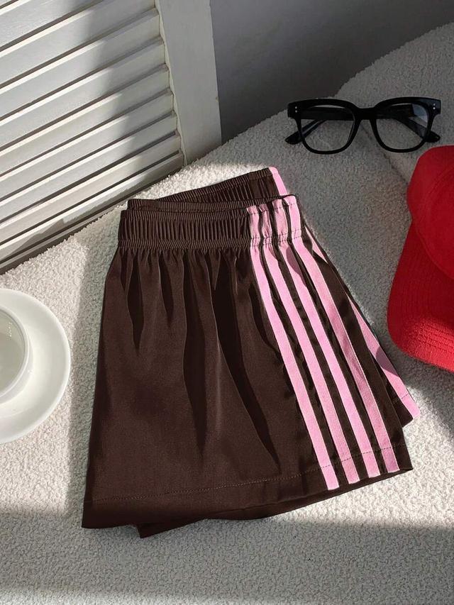 dark pink woven wide leg sporty gym shorts
