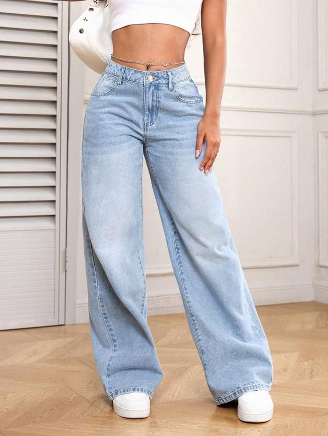 light wash high waisted wide leg denim jeans