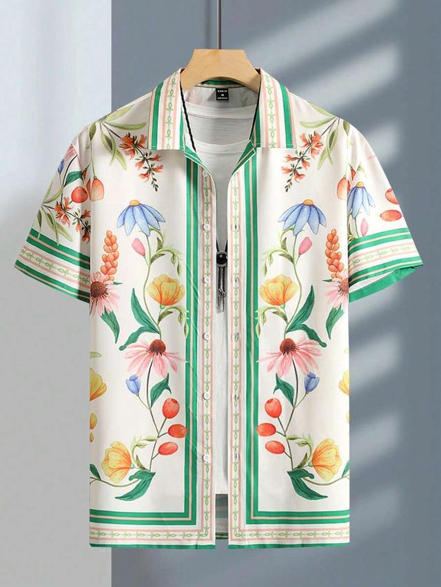 floral print short sleeve button up shirt