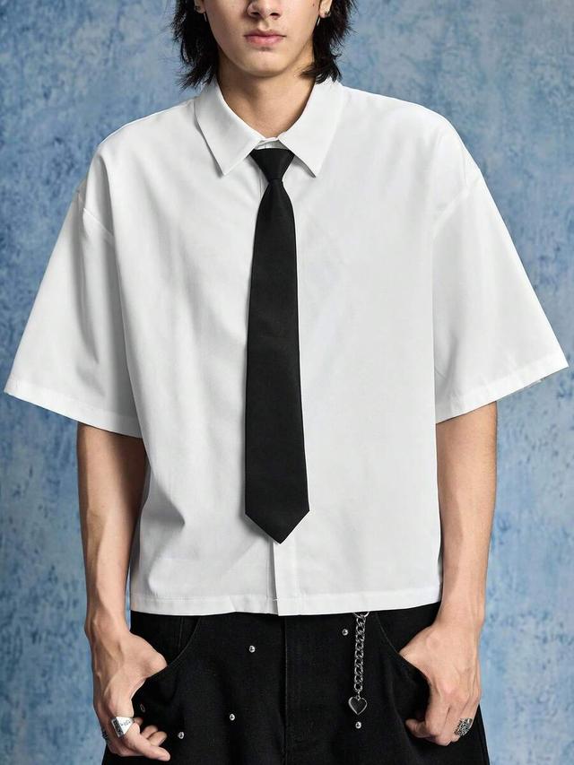 white short sleeve casual button down shirt
