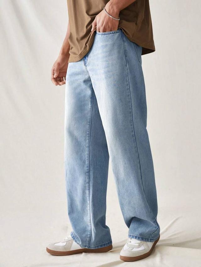 zalmeno vintage color block oversized loose fit denim pants