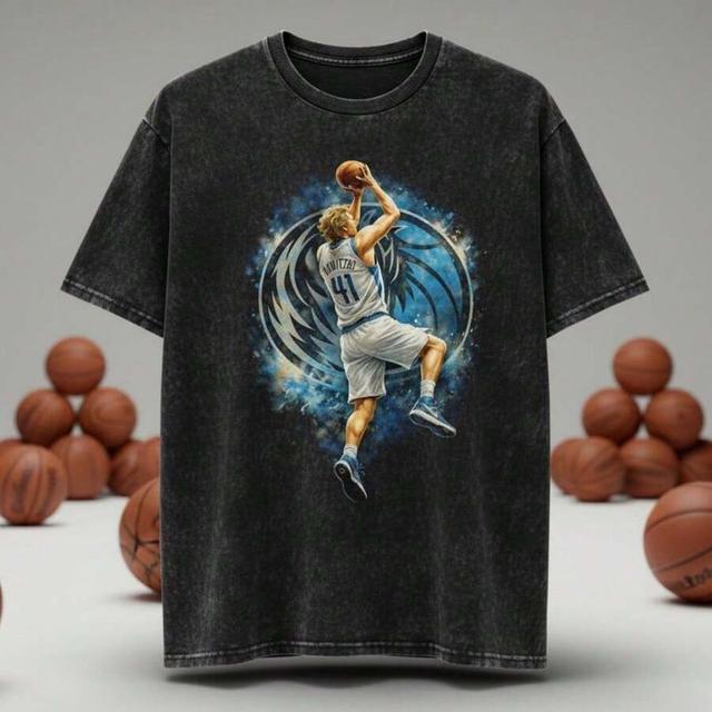 vintage dirk nowitzki stone washed acid fan t-shirt