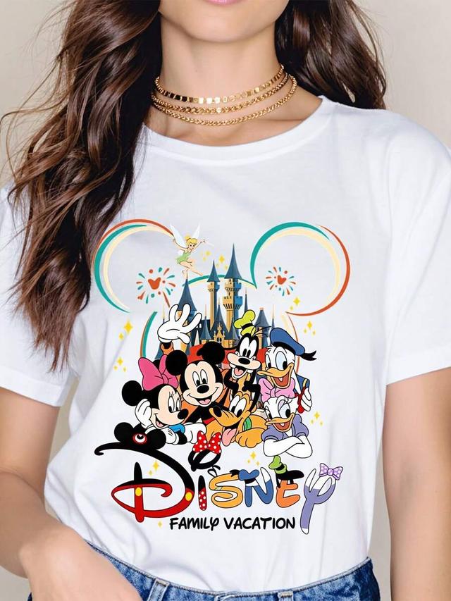 white cotton disney family vacation graphic t-shirt