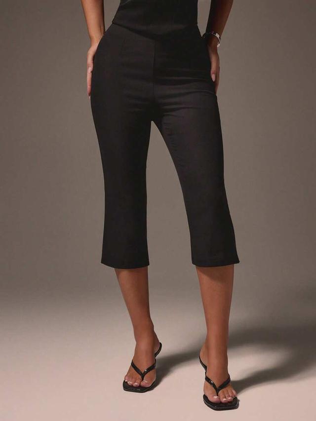 missguided high waisted cropped black capri trousers