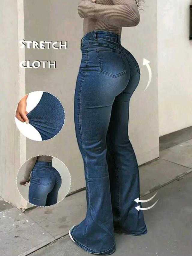 high waisted flared blue denim jeans