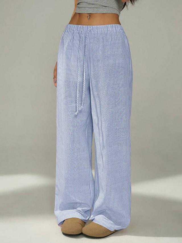 pink and white striped casual lounge trousers