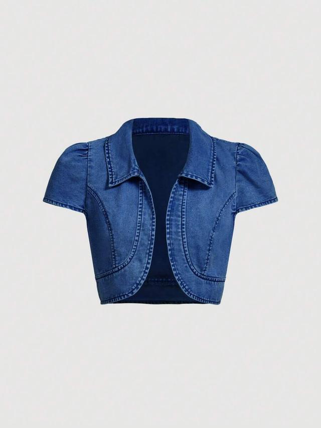 sweetra women's casual denim cropped bolero jacket