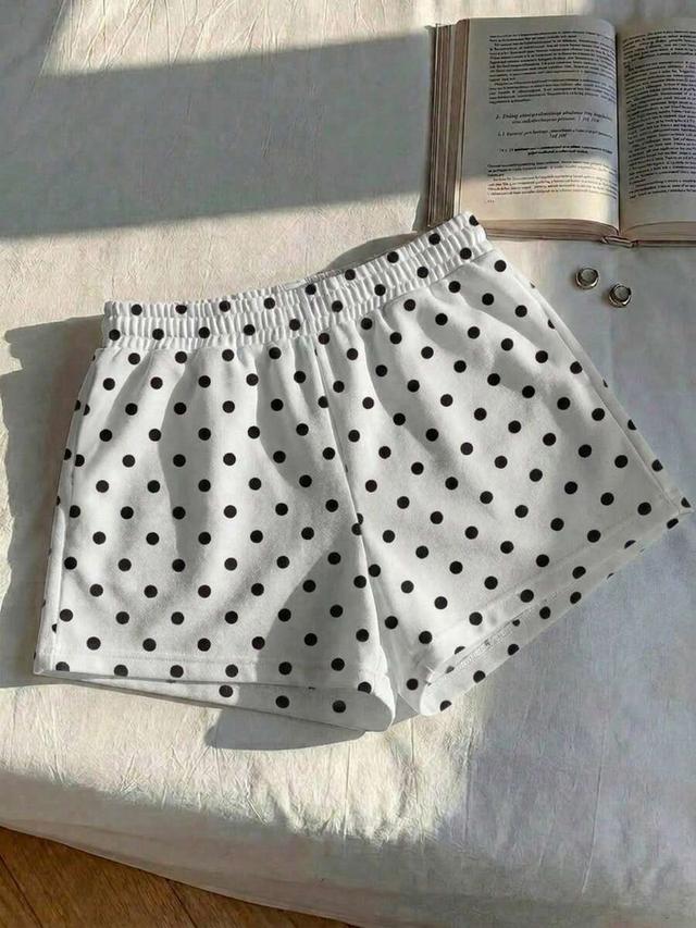 casual minimalist retro polka dot loose high waist shorts