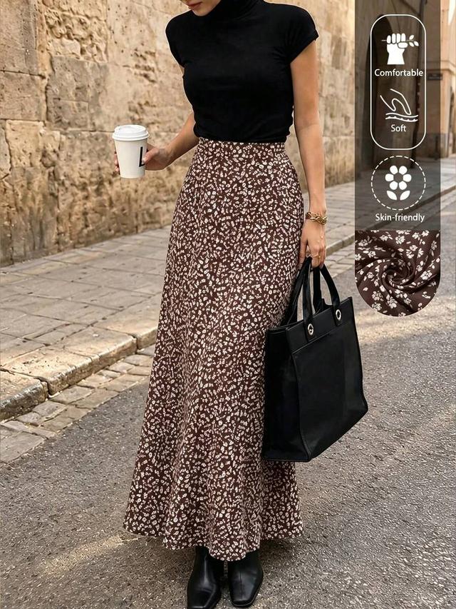 ditsy floral high waist a-line chiffon skirt