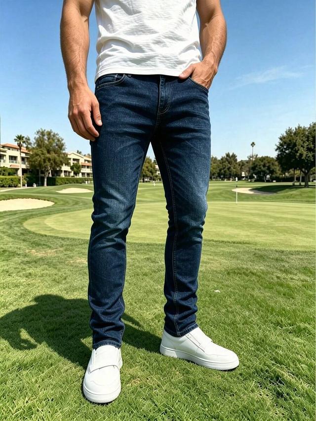 men's vintage dark wash classic denim jeans