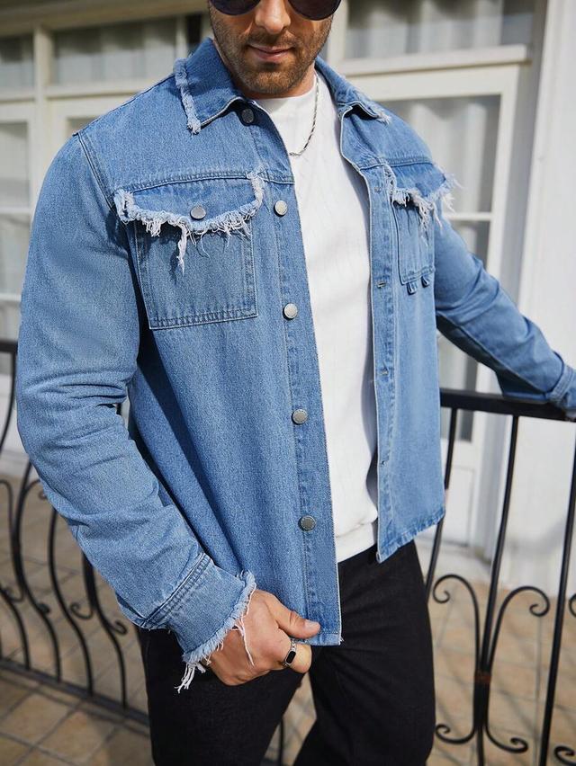 frayed edge button up denim shirt