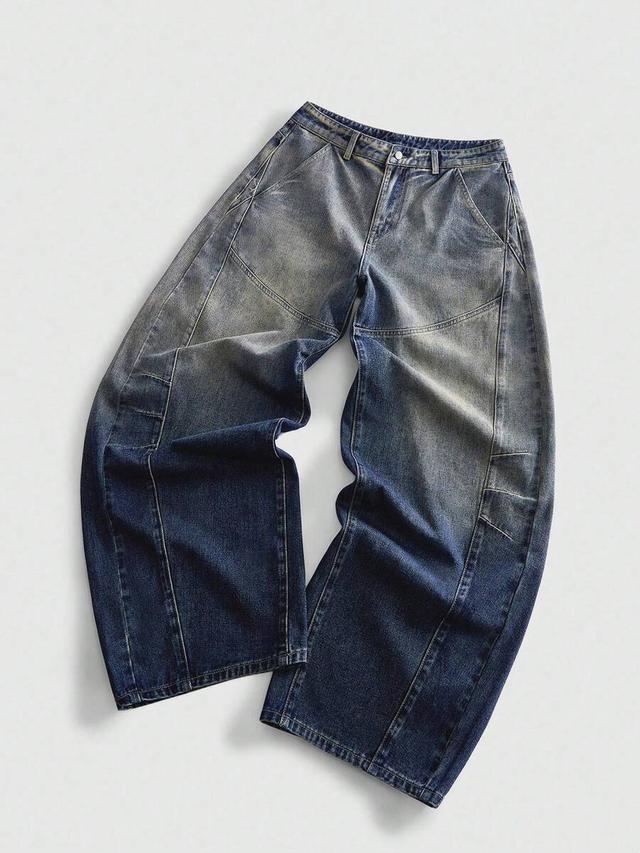 relaxed fit gradient wash denim jeans