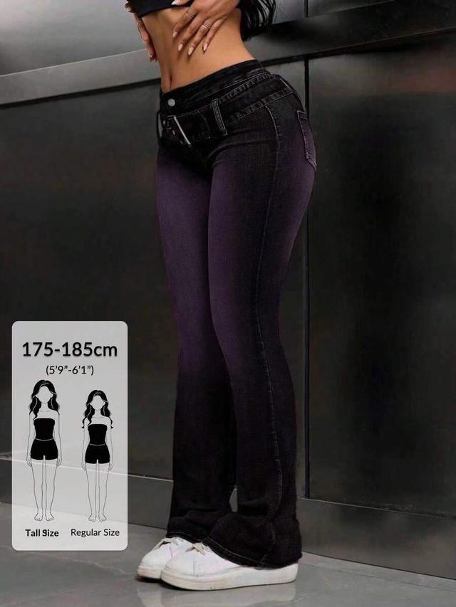 black and purple ombre low rise flare jeans