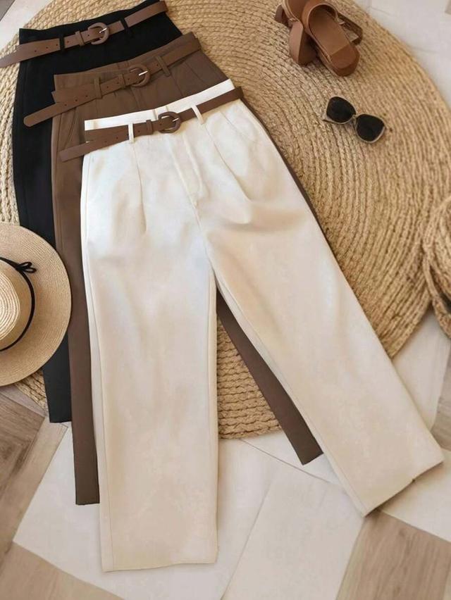 white women's casual white tailored trousers