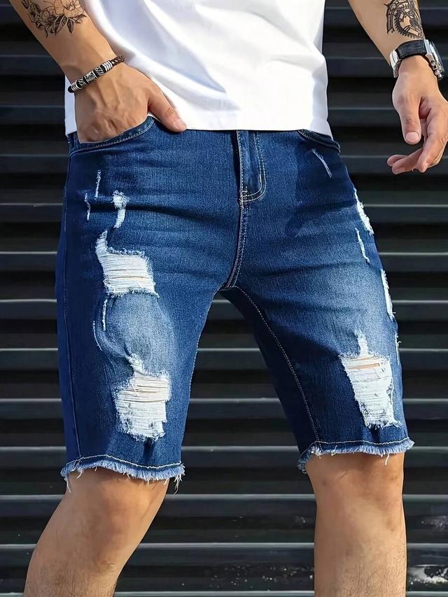 men's classic street fashion ripped denim shorts