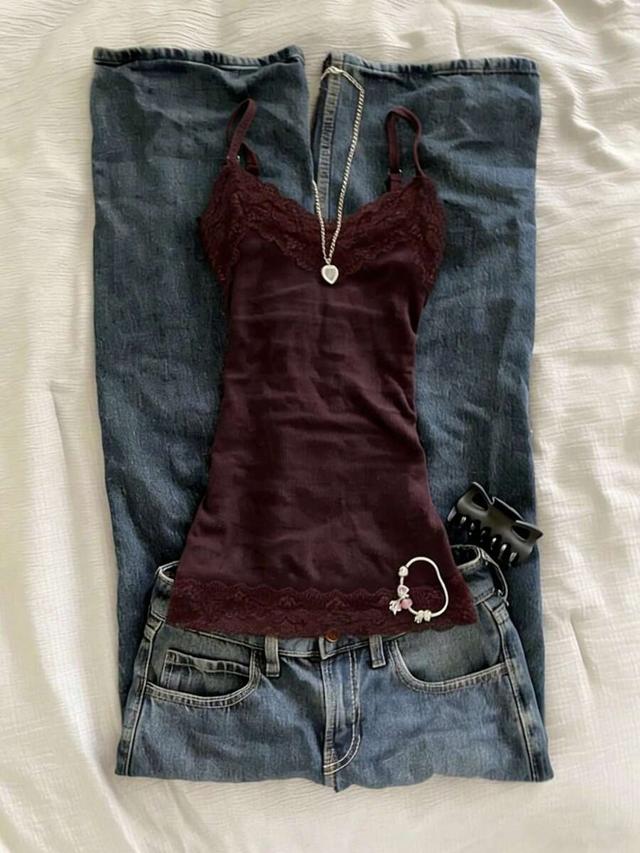islasuriya lace patchwork fitted camisole top for women