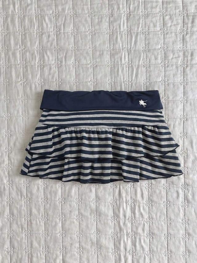 flirla women's sporty navy blue striped mini skirt