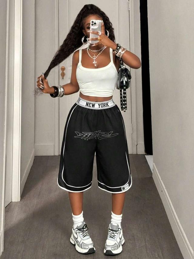 bamgleam black sports shorts with white trim