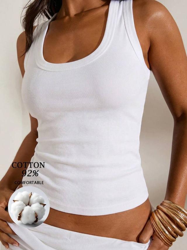 opulessa spring/summer vacation solid color knit fitted tank top