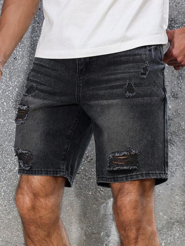 black distressed denim shorts