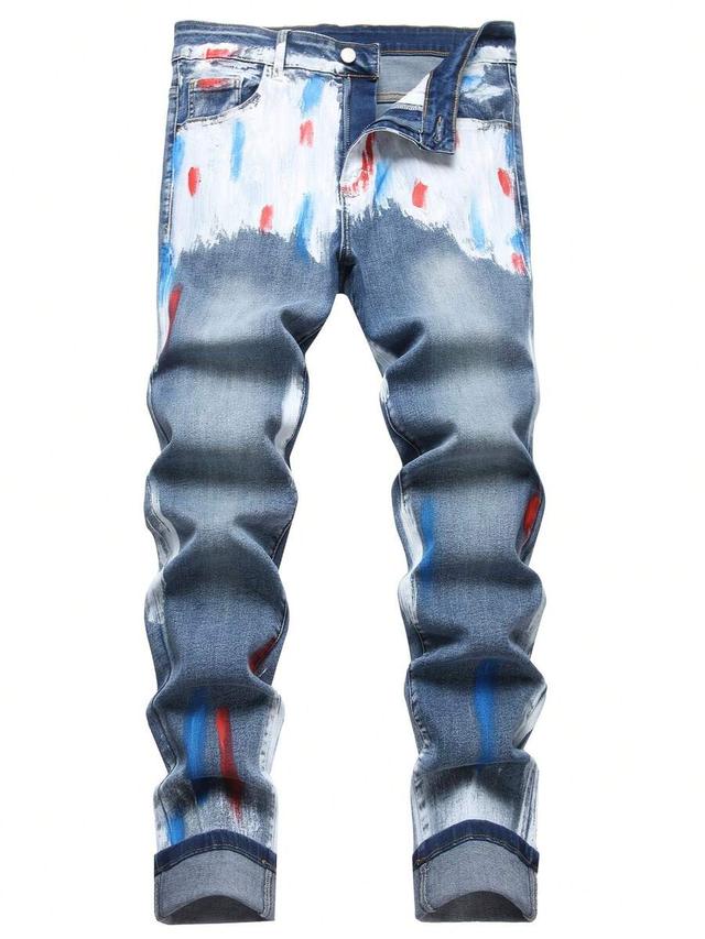 men's slim fit splash ink denim jeans