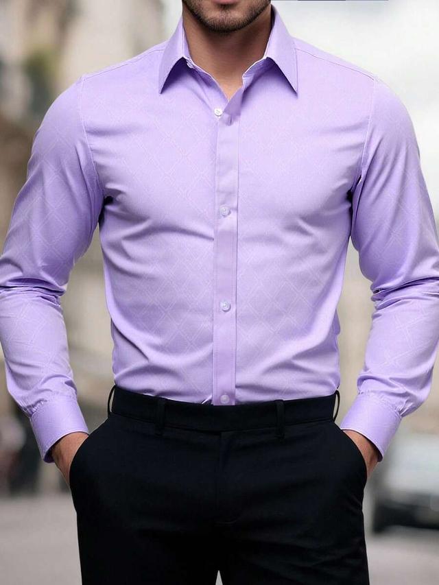 light purple long sleeve button down formal shirt