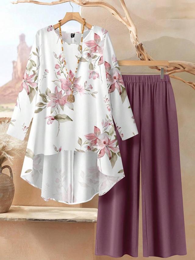 vintage floral loose fit long sleeve top